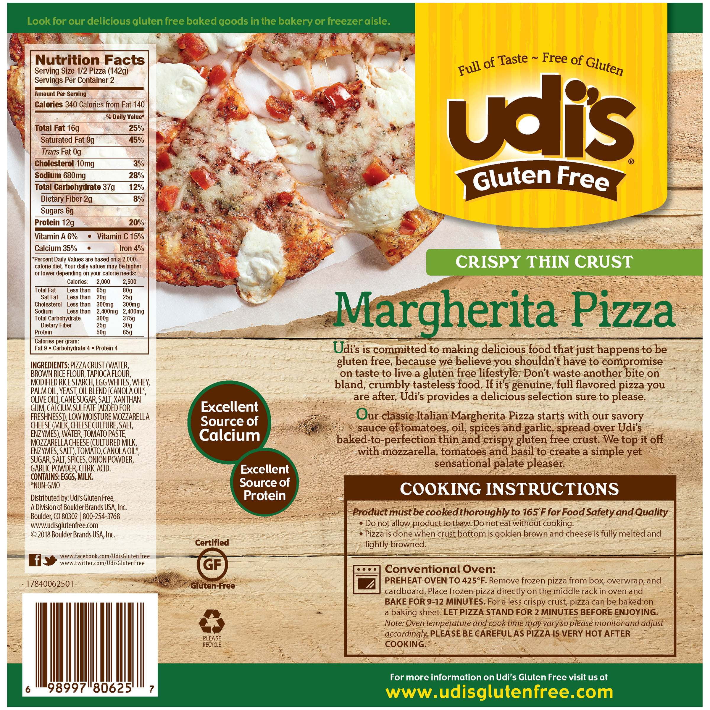 Udis Gluten Free Margherita Pizza 10 Oz Box Walmart Com Walmart Com