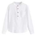 thumbnail image 3 of WAYUTE Shirts for Boys Button Closure Long Sleeve Solid Color Dress Shirts Lightweight Tees Tops with Front Pocket Casual Summer, 3 of 5