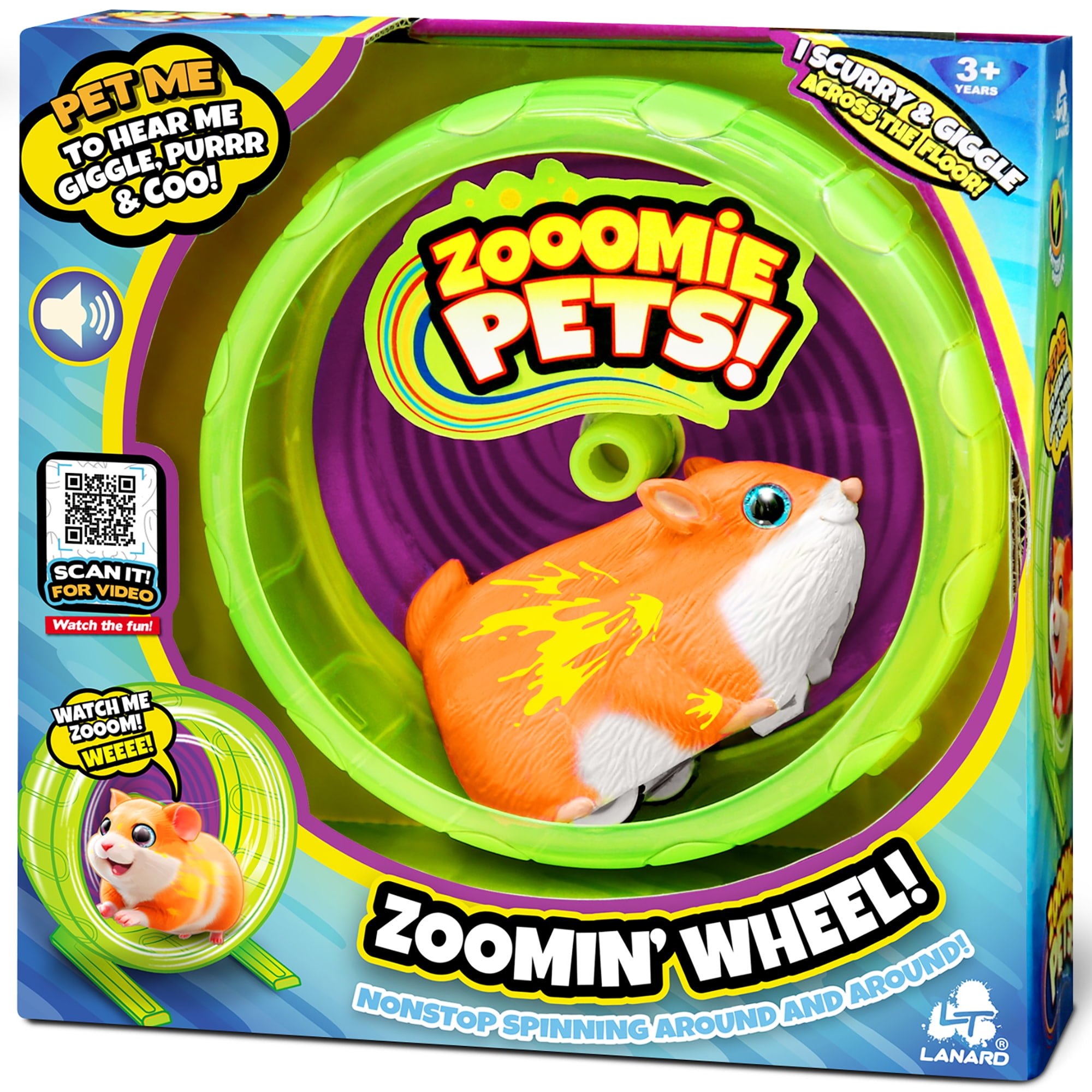 Lanard: Zooomie Pets: Bundle Pack - Rollin’ Ball & Zoomin’ Wheel - 2 Electronic Toy Hamster Animals, Motion Activated Sounds, Scurries-Spins, Kids 3+