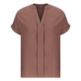 thumbnail image 4 of Mittory Womens Summer Tops Casual V Neck T Shirts Petal Short Sleeve Blouses Dressy Loose Fit Tunic, 4 of 6