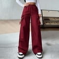 thumbnail image 4 of Neewe Womens High Waisted Loose Casual Long Straight Cargo Pants Elastic Drawstring Trousers with Pockets, 4 of 7