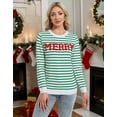 thumbnail image 6 of Cogild Striped Long Sleeve Crew Neck Sweaters for Womens Pullover Top with MERRY Embroidery Christmas Sweaters Womens Sweaters Winter Casual Sweaters for Womens, 6 of 7