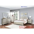 thumbnail image 4 of Classic Silver Finish Eastern king Size Bed 1pc Bedframe Bedroom Furniture 2-Panel Design Elegant Carved Accents, 4 of 4