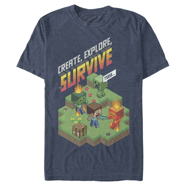 Minecraft - Men's Minecraft Steve Create Explore Survive Graphic Tee ...