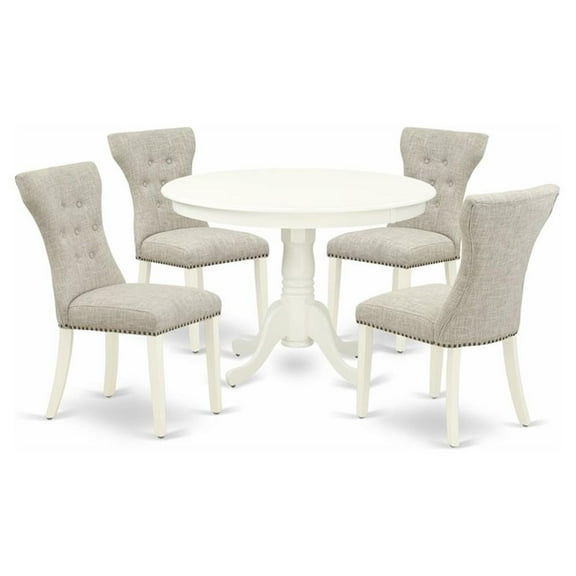 Pemberly Row 5-piece Wood Dining Table Set in Linen White