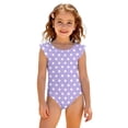 thumbnail image 3 of Abcomgle Kids Bathing Suits Girls Stretchy One Piece Swimsuit for Girls Cute Polka Dot Ruffled Girls Bathing Suit, 3 of 7