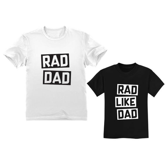 Rad Dad - Rad Like Dad Matching Father & Son Set Funny Dad & Me Matching Shirts Dad White Small / Son Black 4T
