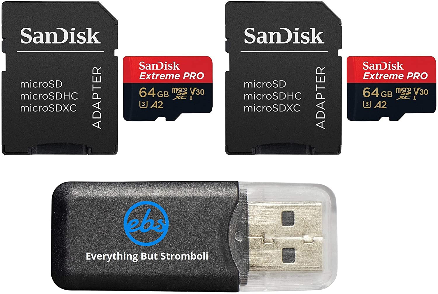 Micro Card Reader Everything But Stromboli Silver Hero7 White UHS-1 U3 A2 with TM 1 SanDisk 64GB Micro SDXC Memory Card Extreme Works with GoPro Hero 7 Black 