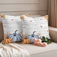 thumbnail image 2 of Fall Blue Pumpkins Outdoor Waterproof Pillow Covers, Thanksgiving Autumn Leaves Farm Wood Decorative Square Throw Pillowcase Sofa Cushion Sham for Patio/Couch/Chair, 20"x20" 2 Pack, 2 of 8