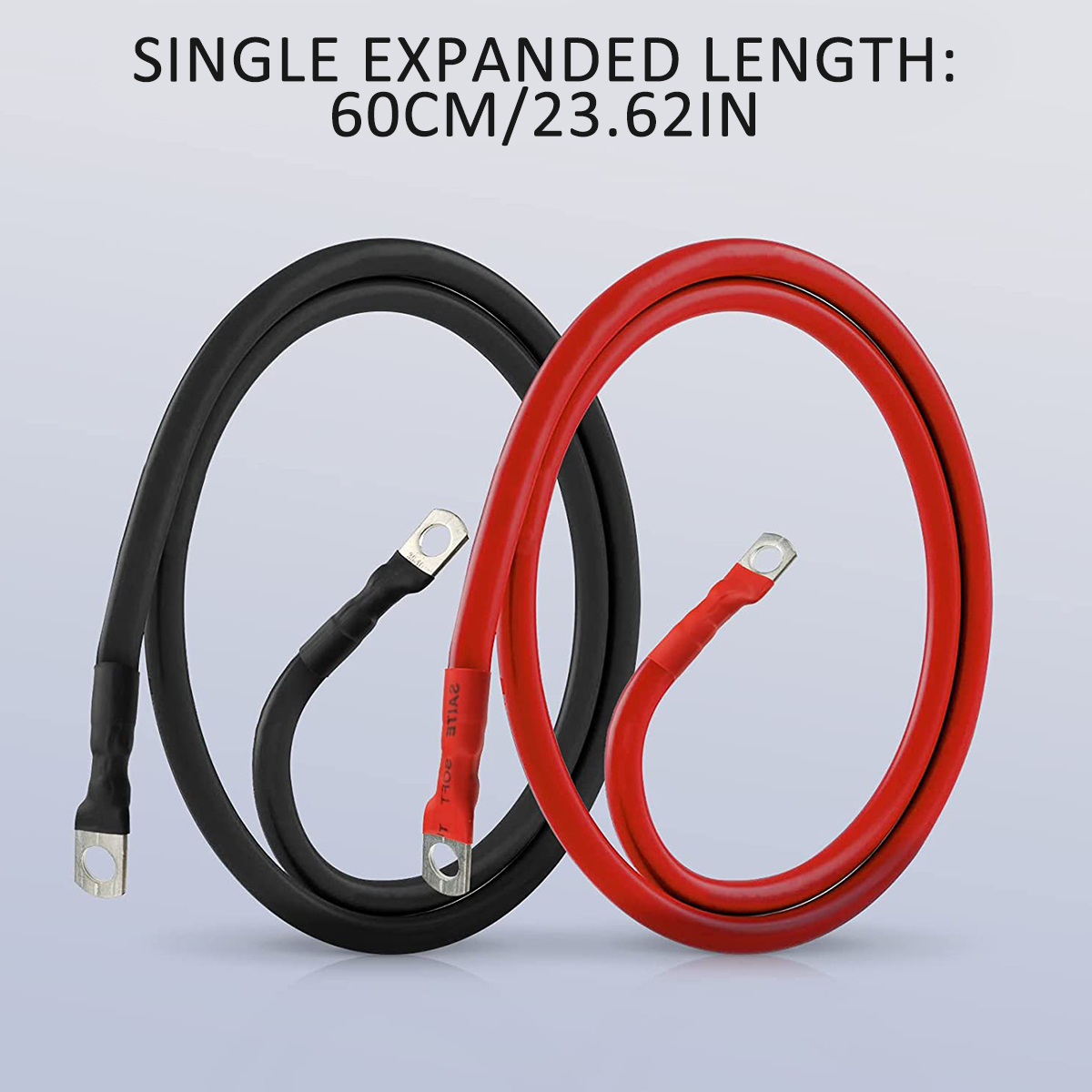 verlacod 2AWG 2inch Gauge Battery Cable Set with 3/8inch Lugs Durable Battery Power Inverter Cable Professional Copper Power Inverter Wire Boat Battery Cable for Car Marine Solar RV Boat