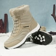 thumbnail image 4 of Winter Hiking Boots for Women Men Trendy Lace up Outdoor Ski Booties Plush Warm Antislip High Top Snow Boots Khaki Size 10, 4 of 7