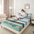 thumbnail image 4 of Homewish Retro Lake House Bed Sheets for Adult, Blue Green Rustic Cabin King Sheets, Plant Botanical Sheet Set, Luxury Bedroom Decor, 4-Piece, 4 of 7