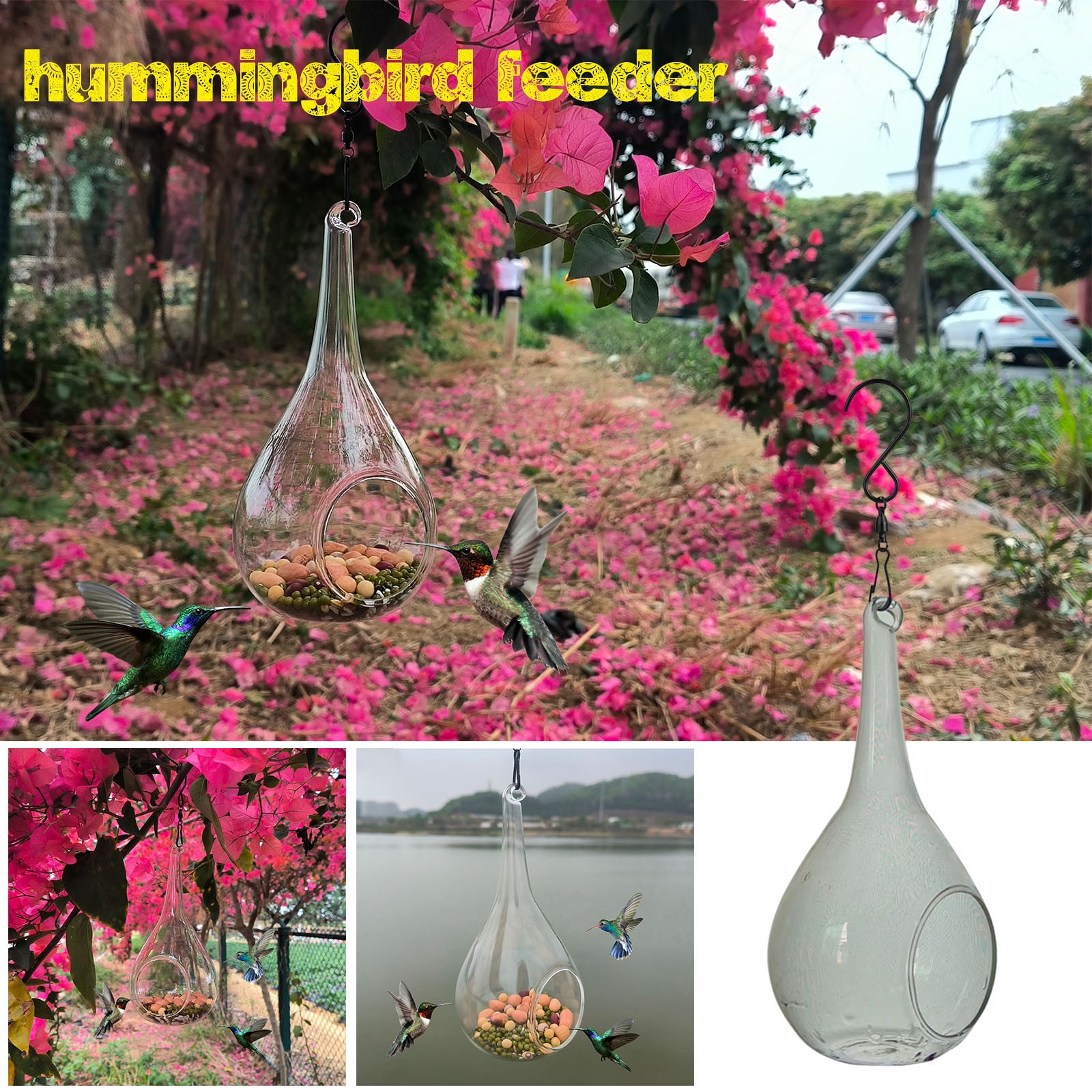 Stijggn Bird Feeders Hanging Feeder Seed Tray, Platform Metal Mesh , Outdoor Garden Decoration for Birds Outside Outdoors Hanging