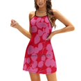 thumbnail image 1 of Eucalyptus Foliage Pattern / Hot Pink And Red / Large Simple Back Lacing Backless Dress Square Neck Dress Fashion Printed Dress, 1 of 5