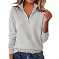 thumbnail image 3 of Atkumj Womens Lightweight Sweaters Stylish Half Zip Stand Collar Pullover Sweaters Casual Solid Color Long Sleeve Knitted Sweaters for Women 2XL, 3 of 8