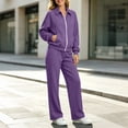 thumbnail image 4 of Tracksuits for Women Set Solid Color Zip Up Stand Collar Jacket and Wide Leg Pants with Pockets for Gym Workouts and Athletic Sports, 4 of 8