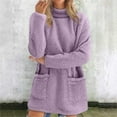 thumbnail image 5 of Sweatshirts for Women 2025 Plus Size Casual Long Sleeve Fuzzy Sherpa Pullover Winter Warm Cozy Sweaters Tops With Pockets Light Purple S, 5 of 6