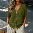 thumbnail image 3 of Xugsiok Womens Cardigan Sweaters Fashion Casual Solid Color V-Neck Button Down Short Sleeve Cover Up, 3 of 7