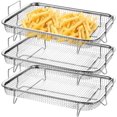 thumbnail image 1 of 3 PACK Air Fryer Basket For Oven, Stainless Steel Non-stick Mesh Grill Basket, Air Fryer Tray Wire Rack Roasting Basket, Dishwasher Safe, Easy to Clean (11.2”x8.3”), 1 of 7