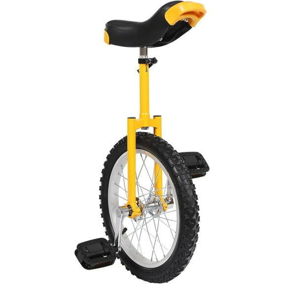 16-inch Wheel Outdoor Unicycle Adjustable Seat Exercise Bicycle Fit Adults Kids Outdoor Sports Fitness Exercise, Yellow$$Sport & Recreation Other