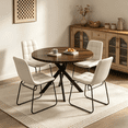thumbnail image 4 of 43.5 Inch Round Dining Table Set For 4, 5-Piece Wooden Table with Metal Leg Dining Chairs, Mid Century Modern Small Coffee Set For Dining Room Kitchen Apartment, 4 of 9