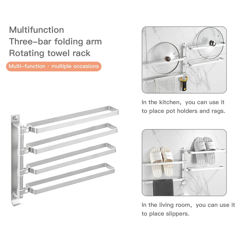 Kepooman Bath Accessories Thicken Stainless Steel Shower Towel Rack, Bathroom Towel Bar with 4 Swing Out Arms for Bathroom, Towel Holder Wall Mounted, Silver Kepooman Bath Accessories Thicken Stainless Steel Shower Towel Rack, Bathroom Towel Bar with 4 Swing Out Arms for Bathroom, Towel Holder Wall Mounted, Silver