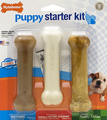 Nylabone Puppy Starter Kit with Chew Toys 