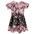 thumbnail image 5 of Yuyamidu Cherry Blossom Short Sleeve for Kids Girls Summer Midi Length Causal Dresses for Teens 11-12 Daily Life Vacation Tour Twirl Swing Dresses Beach Dress, Pink, 5 of 6
