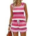 thumbnail image 3 of Stralyhd 2 Piece Sets for Women Striped Sets 2026 Summer Beach Vacation Shorts Outfits Matching Tank Top Lounge Set Sleeveless Casual Outfit Pink L, 3 of 5