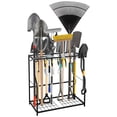 thumbnail image 4 of Heavy-Duty Freestanding Garden Tool Organizer Rack – 2-Tier Metal Storage Shelf with 14 Hooks & 43 Long-Handle Slots – For Garage, Rack, Lawn Equipment – 29 Inch, 4 of 7
