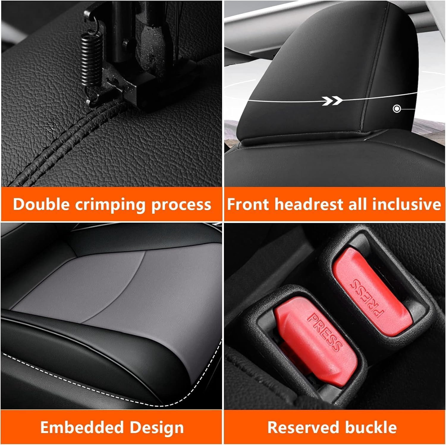 AOMSAZTO Custom Fit Seat Covers for Toyota RAV4: 2019 2020 2021 2022 2023 2024 2025 LE XLE XLE Premium Limited-Faux Leather Full Set Compatible Airbag Seat Protector Black&Grey