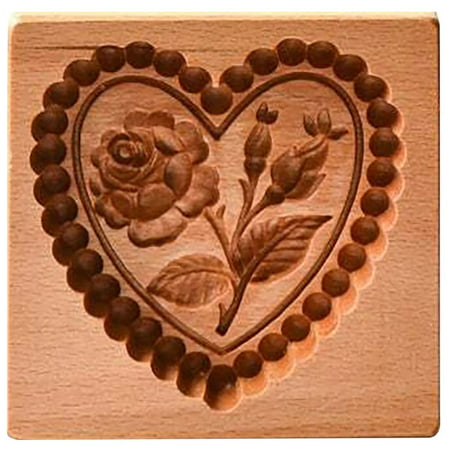 

Carved Wooden Gingerbread Cookie Mold Shortbread Mold Biscuit Fondant Raspberry Love Heart Cookie Cu