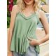 thumbnail image 4 of Mujeres camisola sin mangas con cuello en v irregular volantes dobladillo sólido suelto casual Irfora Mujeres camisola, 4 of 7