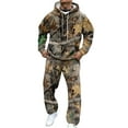 thumbnail image 3 of Nokdvo Sweatsuit for Men Camouflage Maple Leaf Print Hoodies and Sweatpant Set with Pocket Long Sleeve Sets 2 Piece Outfits Oversized Fashion Jogging Lounge Tracksuit,Green 3XL, 3 of 4