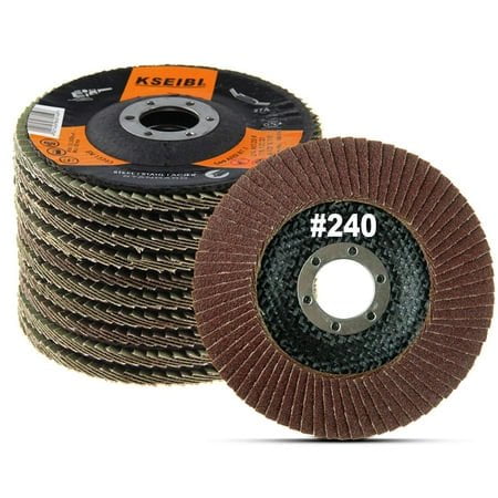 KSEIBI 4 12 Inch Flap Disc Aluminum Oxide 10 Pack Auto Body Sanding grinding Wheel (240 grit) 686013