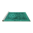 thumbnail image 2 of Ahgly Company Machine Washable Indoor Square Abstract Turquoise Blue Modern Area Rugs, 3' Square, 2 of 4