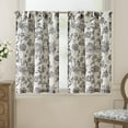 thumbnail image 1 of Floral Linen Tier Curtains 24 Inch Farmhouse Cafe Curtains Rod Pocket Country Flower Drapes for Small Windows for Kitchen Laundry Room Bathroom RV 2 Panels Light Filtering Black, 1 of 8
