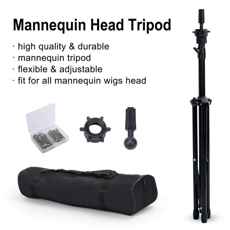 GSOW Wig Stand Tripod - Reinforced Metal Mannequin Head Stand with Tool  Tray, Adjustable Height 31 - 57 Wig Head Stand for Styling Cosmetology