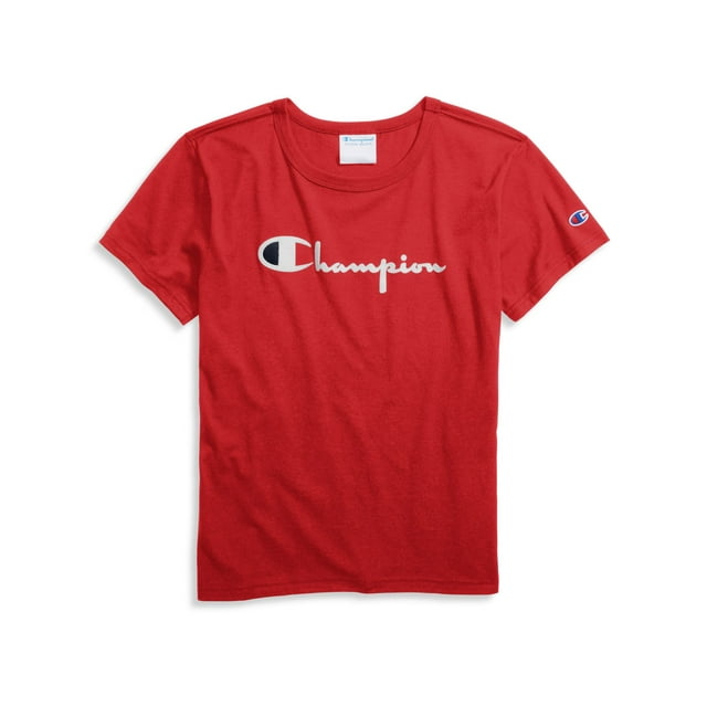 Champion Life Womens Original Tee, XS, Flocked Scarlet