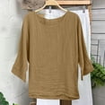 thumbnail image 2 of Blouses Jacquard en Coton et Lin à Manches 3/4 pour Femmes, 2 of 6
