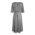 thumbnail image 4 of vigerkar Gingham V Neck Short Sleeve Dress for Women Summer Plaid Flowy Beach Vacation Midi Dresses Black, XL, 4 of 6