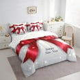 thumbnail image 3 of jejeloiu Happy New Year Bedding Comforter Set 7-Piece,Red Bow Bowtie King Bedding Sets,Rmerry Christmas Bed Sheets For Men Women,Ultra Soft Home Decor Reversible, 3 of 8