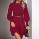 thumbnail image 4 of Vestido De Manga Farol Vestido fluido para mujer, jersey, vestido corto Vintage, cintura alta, ropa de trabajo diaria para mujer Cgtredaw Vino Tinto Xl para Mujer, 4 of 7