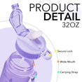 thumbnail image 4 of Botellas De Agua Hyeta De 32 Oz Con Pajita: Manténgase Motivado E Hidratado Con Horarios Convenientes Para Beber Marcas Duraderas A Prueba De Fugas, 4 of 5