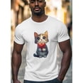 thumbnail image 2 of Cat Men's T Shirts Cat Holding Love T-Shirt for Men Crew Neck Tees Cotton Tops, White, 3XL, 2 of 7