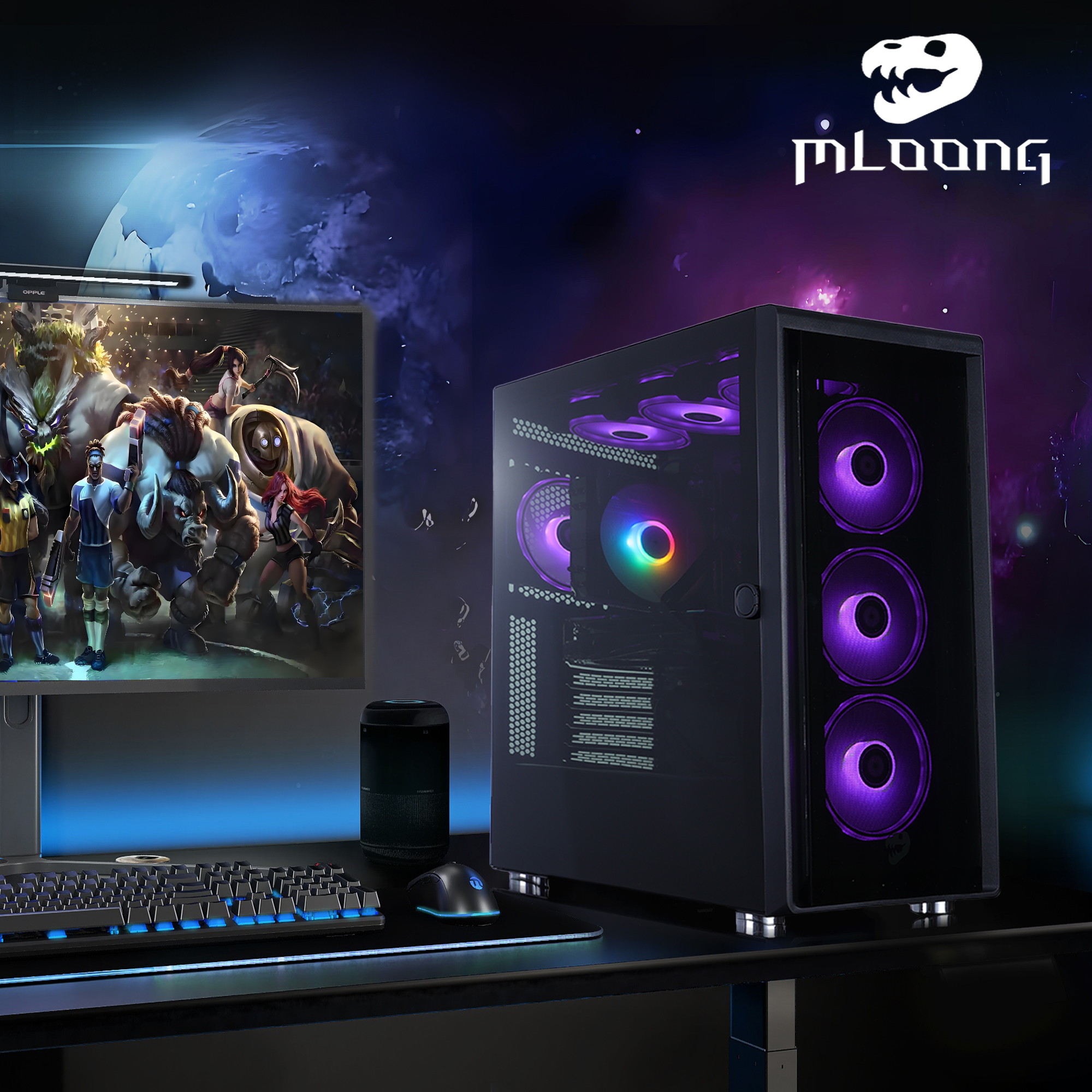 Mloong Gaming PC Desktop AMD Ryzen 5 5600, GeForce RTX 4060,1TB SSD,16GB RAM ,600W ,Win11 WIFI