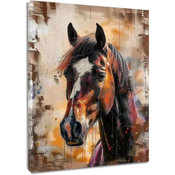 Aaheei Vintage Horse Canvas Wall Art for Living Room, Funny Western Farmhouse Animal on Rustic Wall Art Horse Pictures Wall Decor for Bedroom Bathroom Home Ready to Hang 8 x 10 in