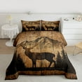 thumbnail image 2 of jejeloiu Jungle Deer Elk Queen Comforter Set,Mountain Pine Tree Bedding Sets,Brown Black Bedding Comforter Set For Men Women,Microfiber Bedroom Decor Reversible,3pcs, 2 of 8