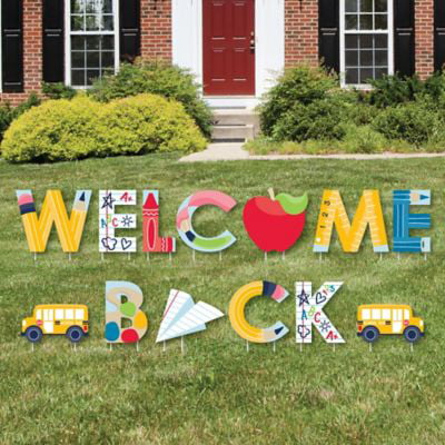Back to School - Yard Sign Outdoor Lawn Decorations - First Day of School Classroom Yard Signs - Welcome