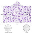 thumbnail image 3 of Wearable Blanket,White Purple Butterfly Flower Pattern Hooded Wearable Flannel Blanket for Adults & Teens,Winter Poncho Shawl Wrap Cape Cozy Anti-Pill,60"x80", 3 of 5